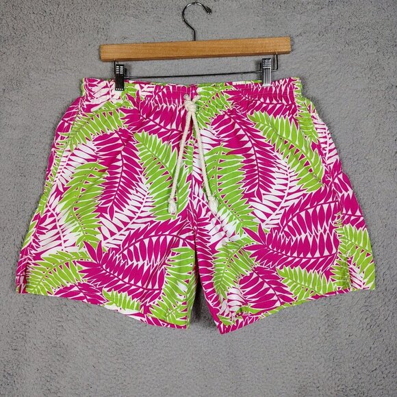 Lilly Pulitzer Other - Lilly Pulitzer Via Palm Beach Board Shorts Men XL Pink Green Tropical Swim Trunk